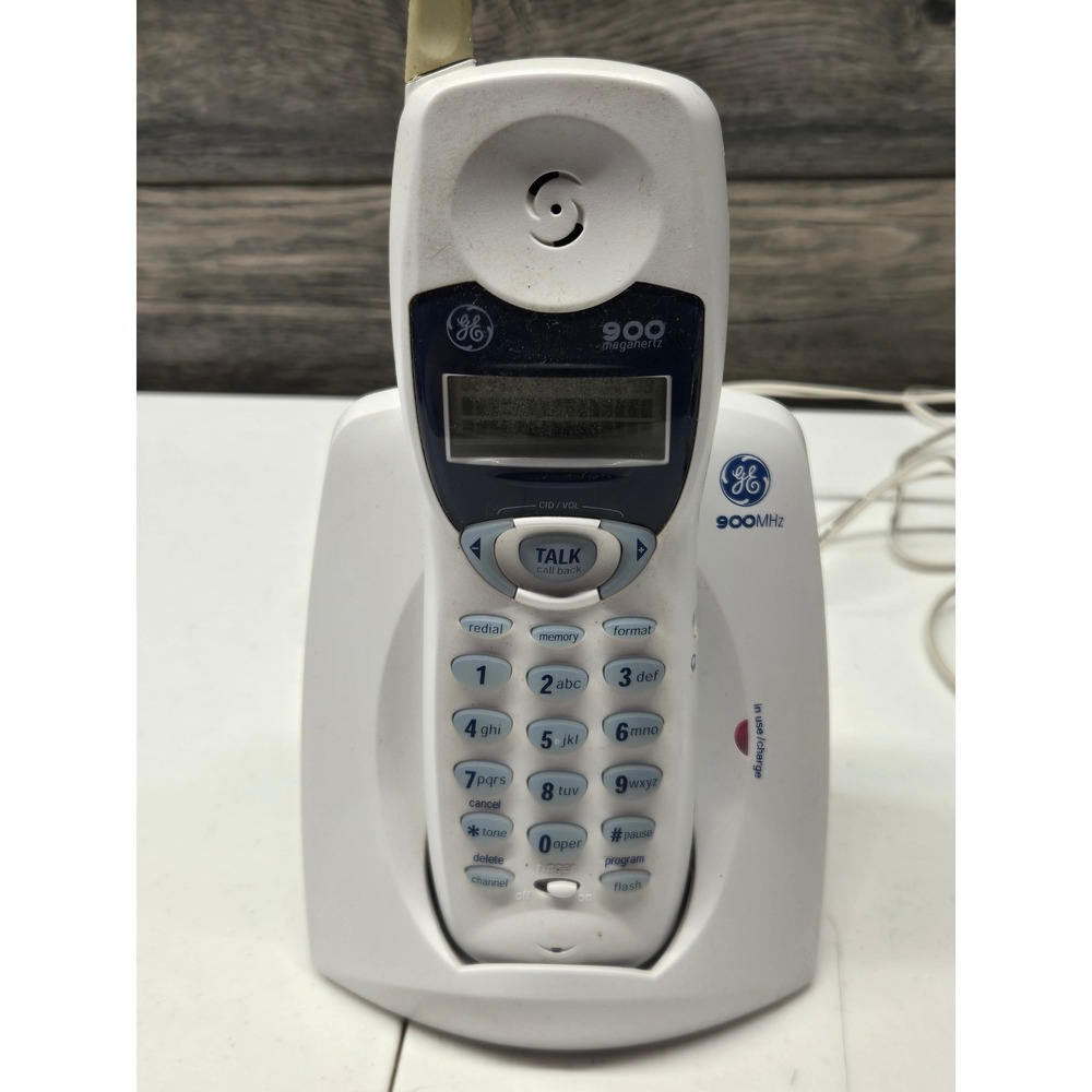 GE 900MHz Cordless Phone White Blue Caller ID Model 26938GE1-P Landline Home